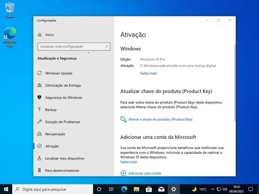 Windows 10 Pro - PT-BR x64 - Junho 2021